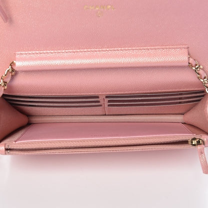 Chanel Iridescent Caviar Quilted Wallet on Chain WOC Rose Pink 7 of 11