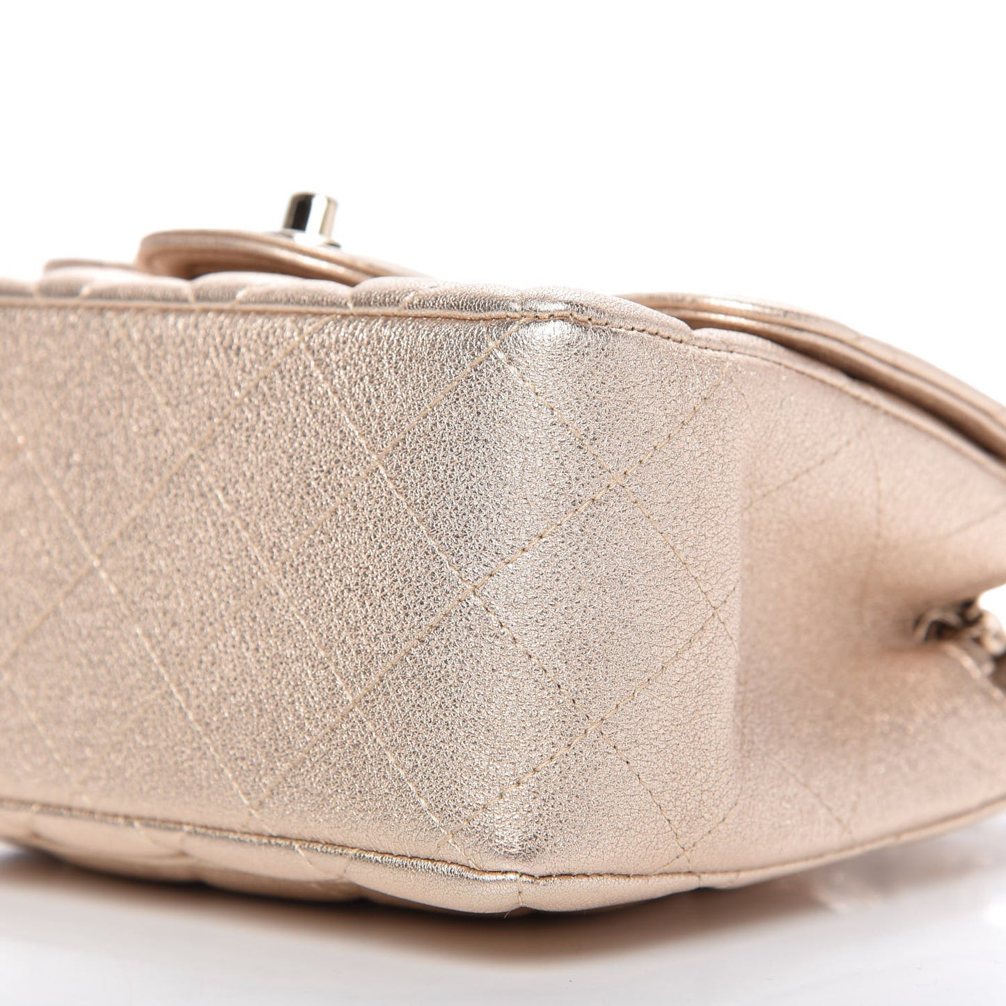 Metallic Lambskin Quilted Mini Square Flap Gold