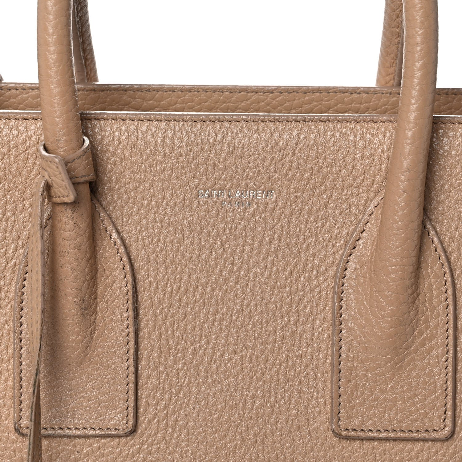 Saint Laurent Grained Calfskin Small Sac De Jour Taupe 9 of 13