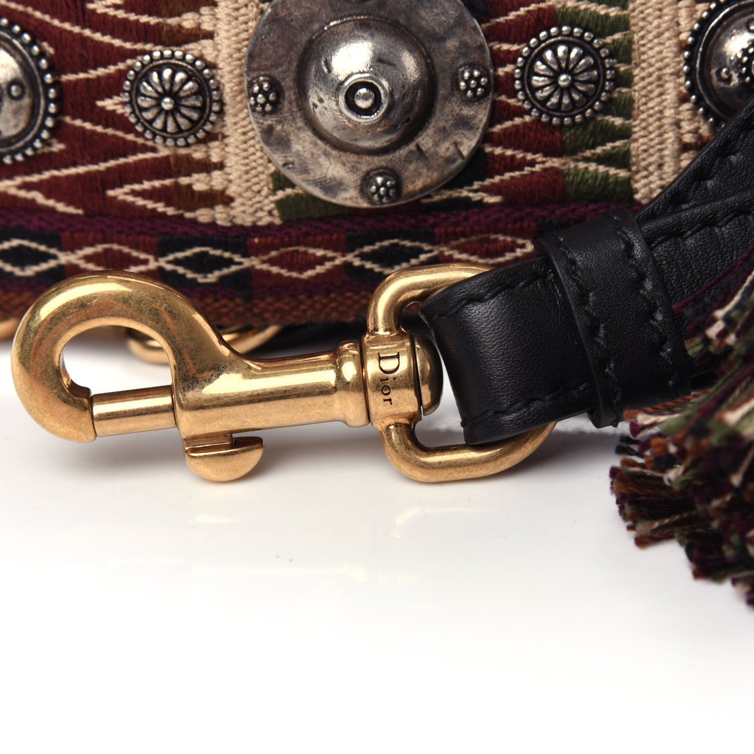 Christian Dior Canvas Studded Bohemian-Inspired Shoulder Strap Black 4 of 6