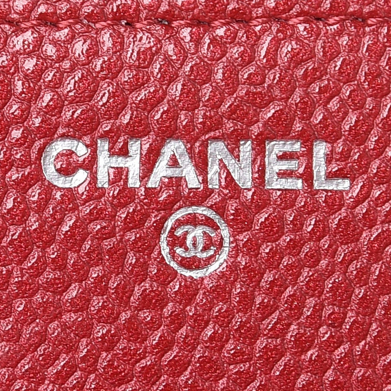 Chanel Pearly Caviar Quilted Wallet on Chain WOC Dark Pink 6 of 10