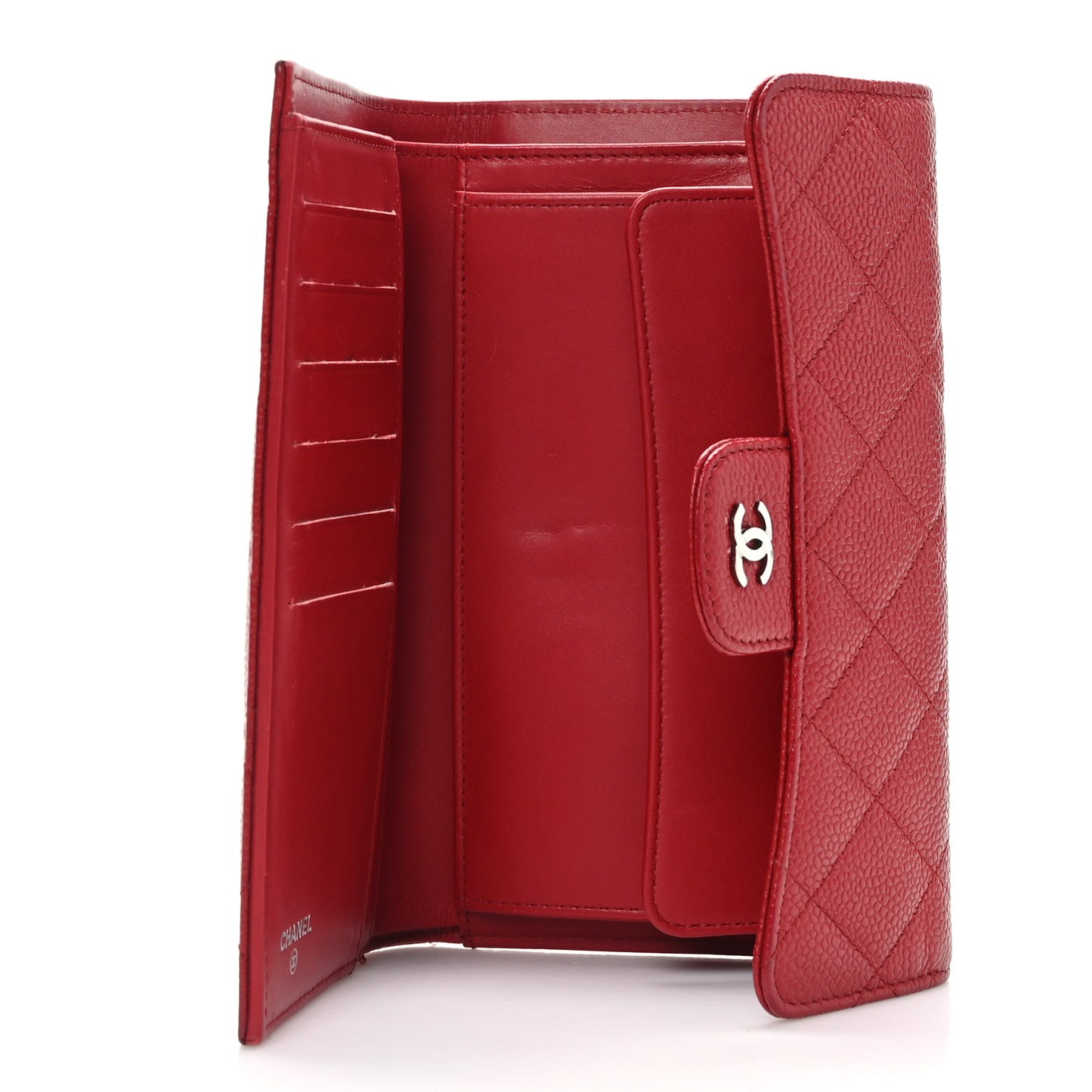 Caviar Quilted Large Flap Wallet Red
