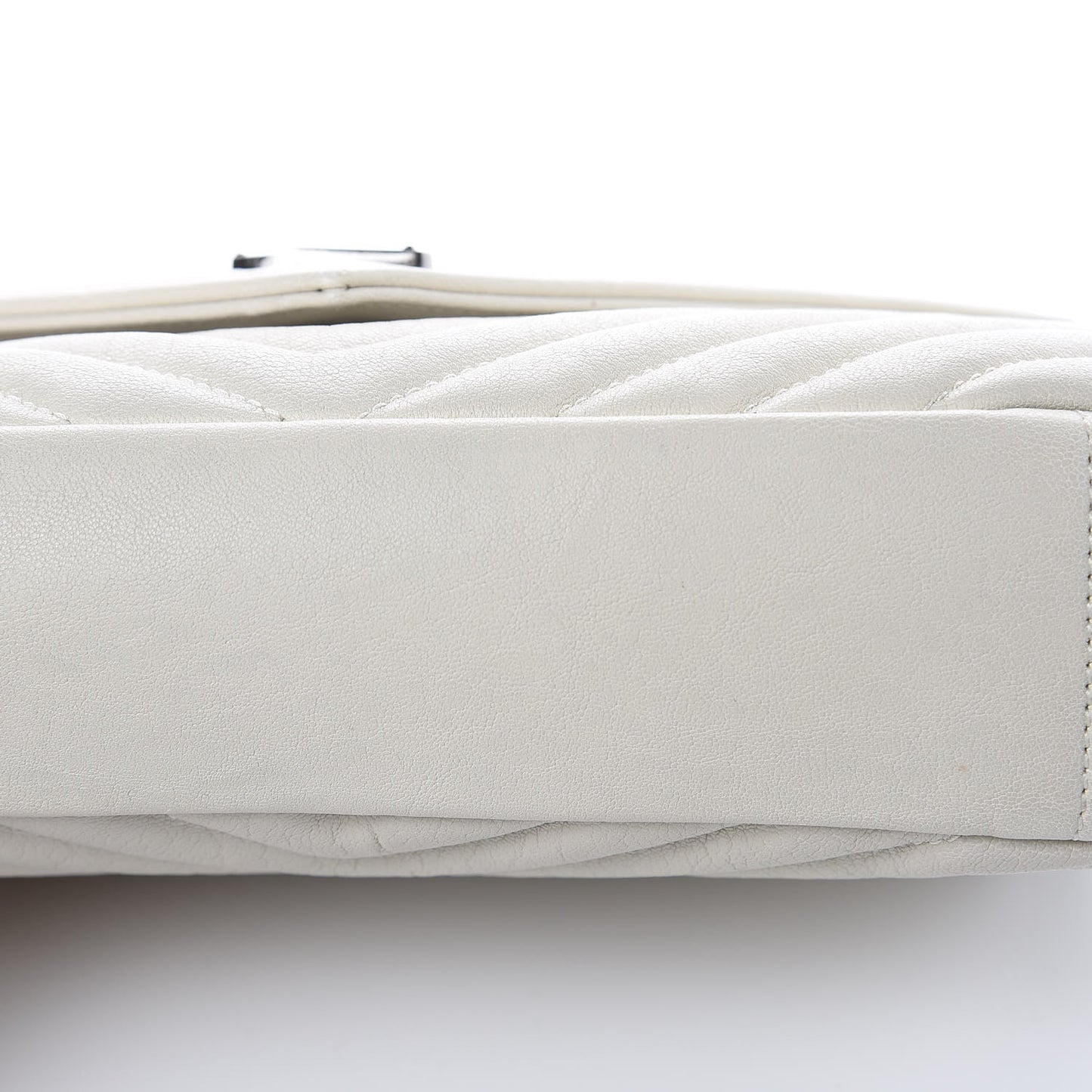 Sheepskin Matelasse Chevron Monogram Medium College Bag Crema Soft