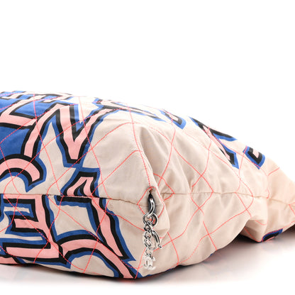 Chanel Nylon Stitched Printed Logo Shopping Bag Blue Multicolor 9 of 9