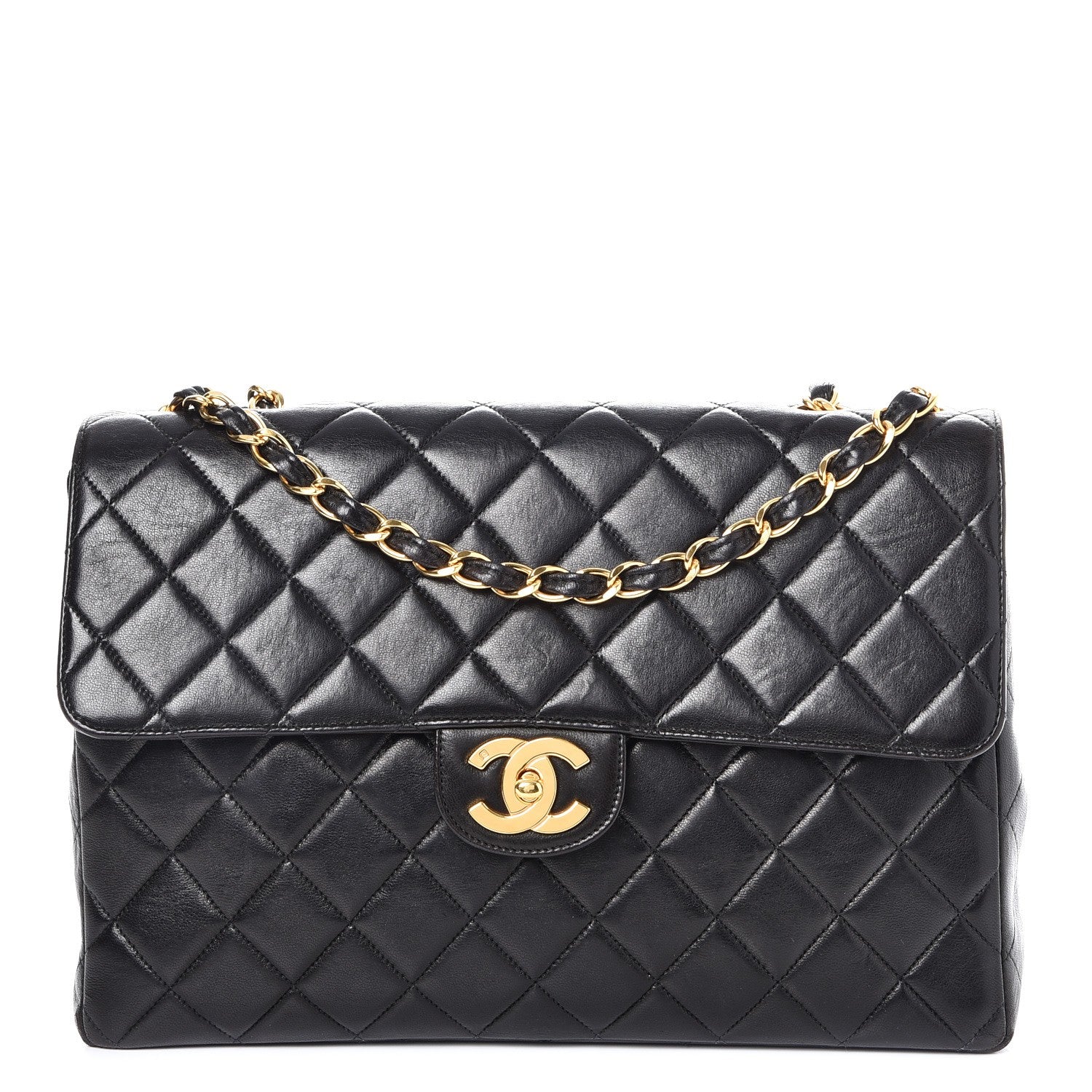 Chanel Lambskin Quilted Jumbo Single Flap Black 1 of 9