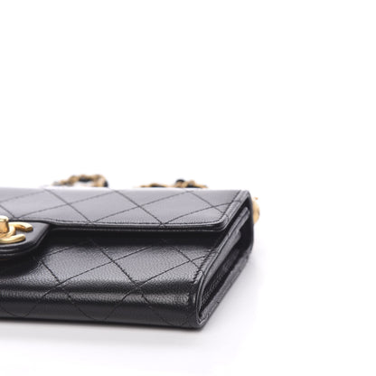 Chanel Goatskin Quilted Chic Pearls Clutch With Chain Black 9 of 11