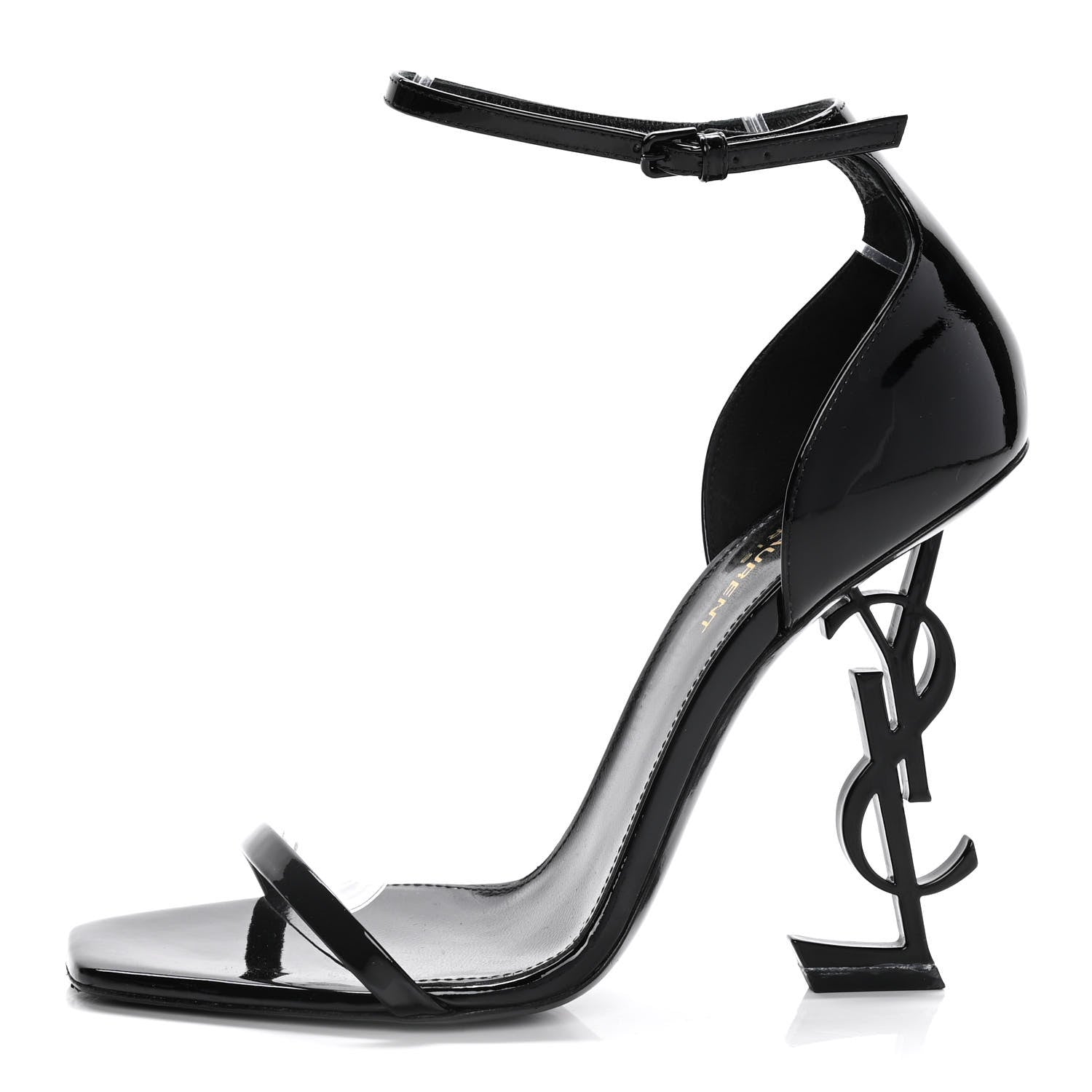 Saint Laurent Patent Calfskin Opyum Sandals 39 Black 1 of 13