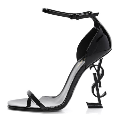 Saint Laurent Patent Calfskin Opyum Sandals 39 Black 1 of 13