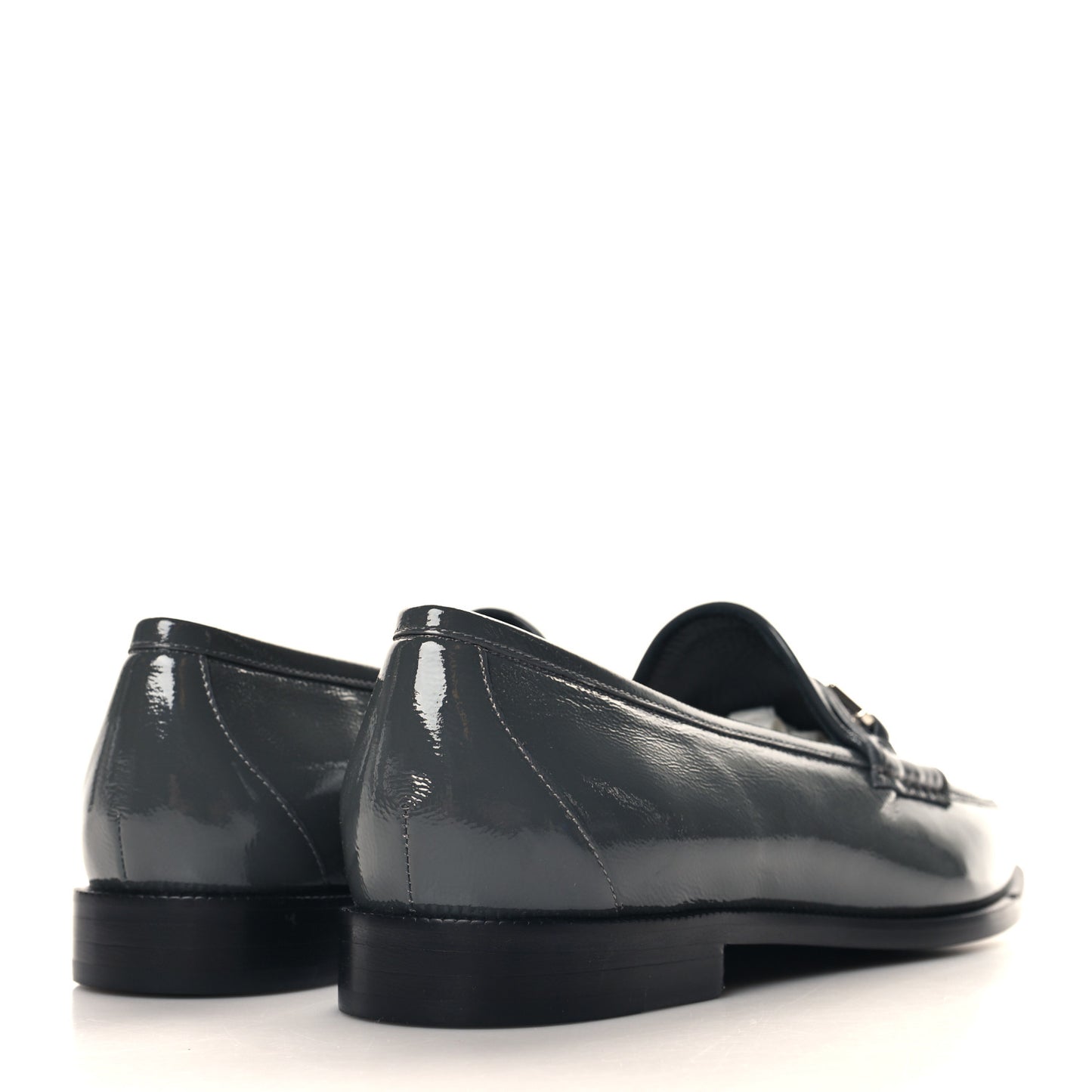 Naplack Patent Horsebit Banks Loafers 40 Melange Platinum