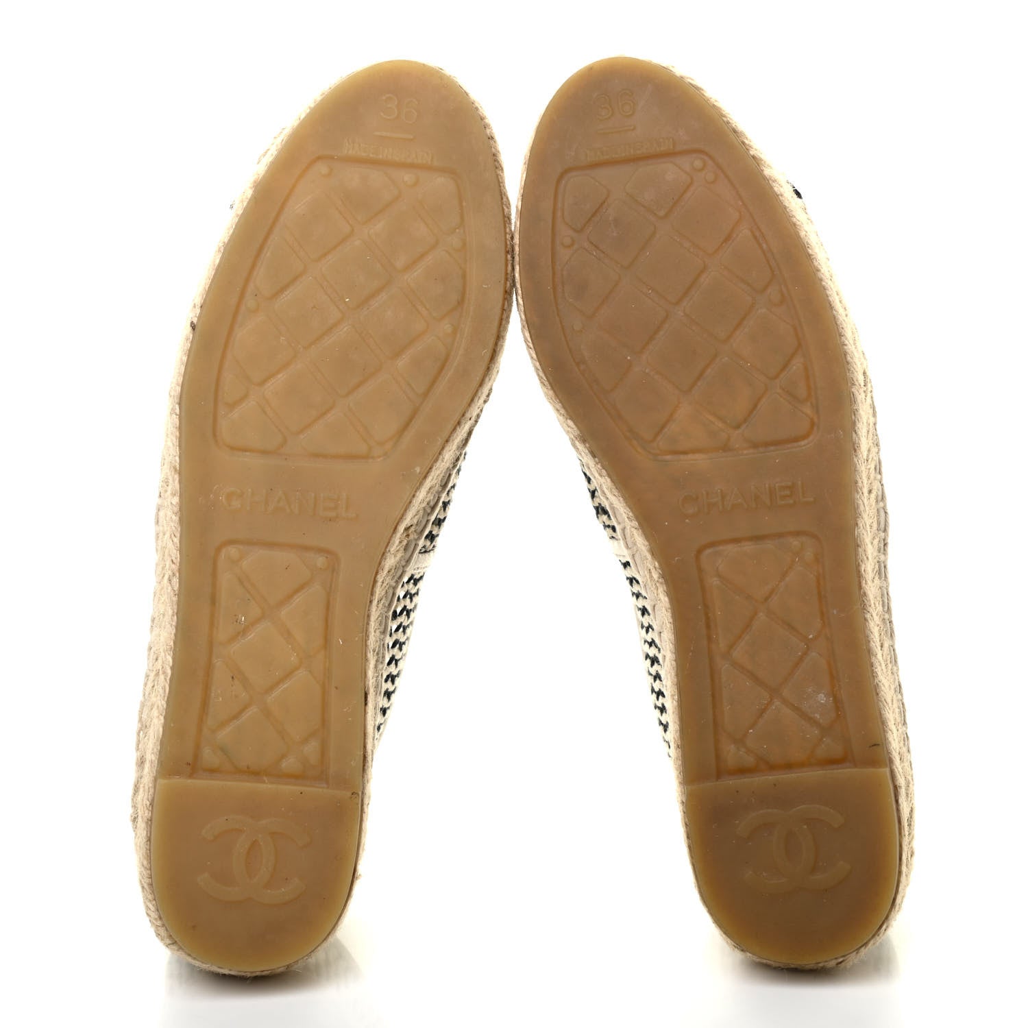 Chanel Mesh Grosgrain CC Espadrilles 36 Beige Black 5 of 8
