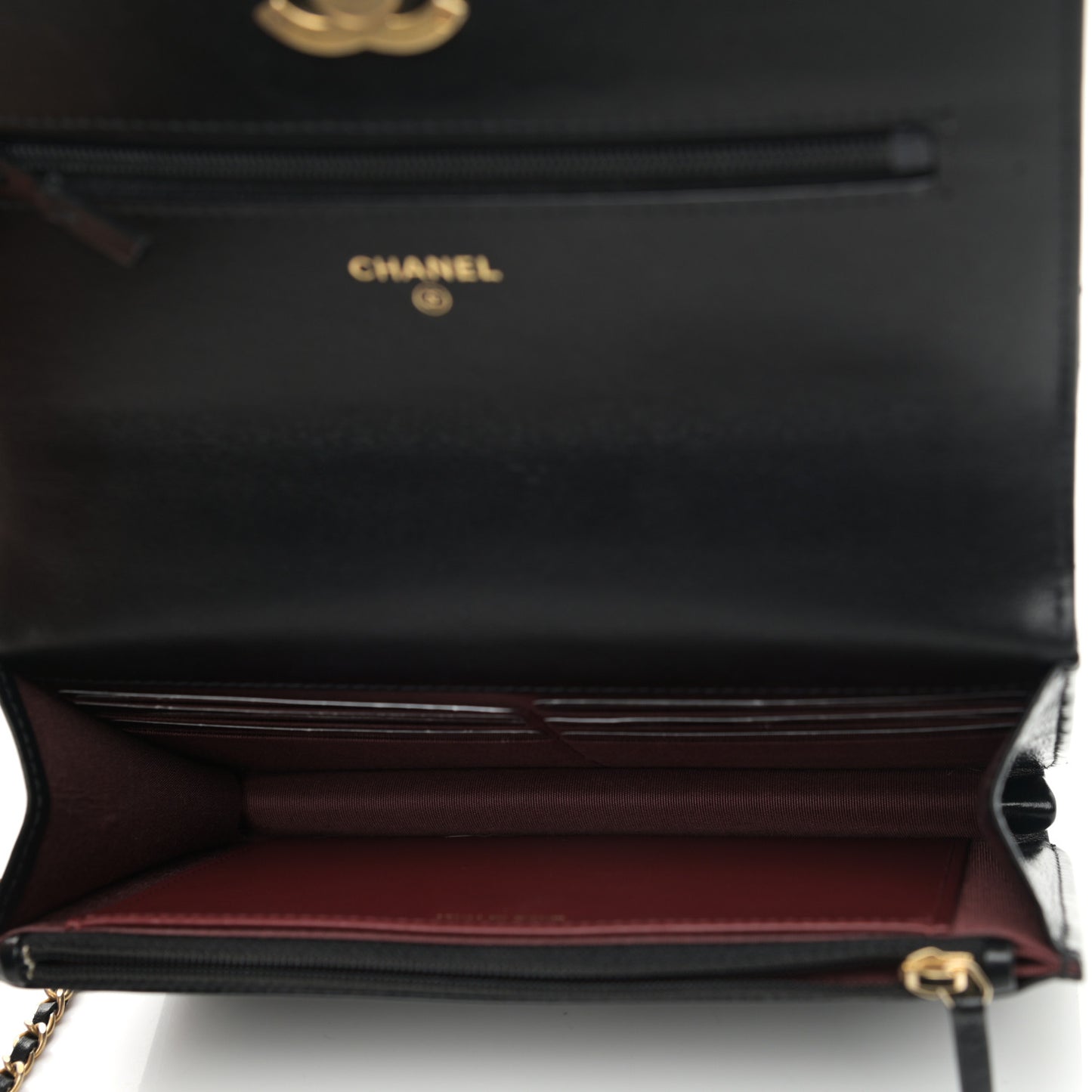 Calfskin Quilted Perfect Fit Wallet On Chain WOC Black