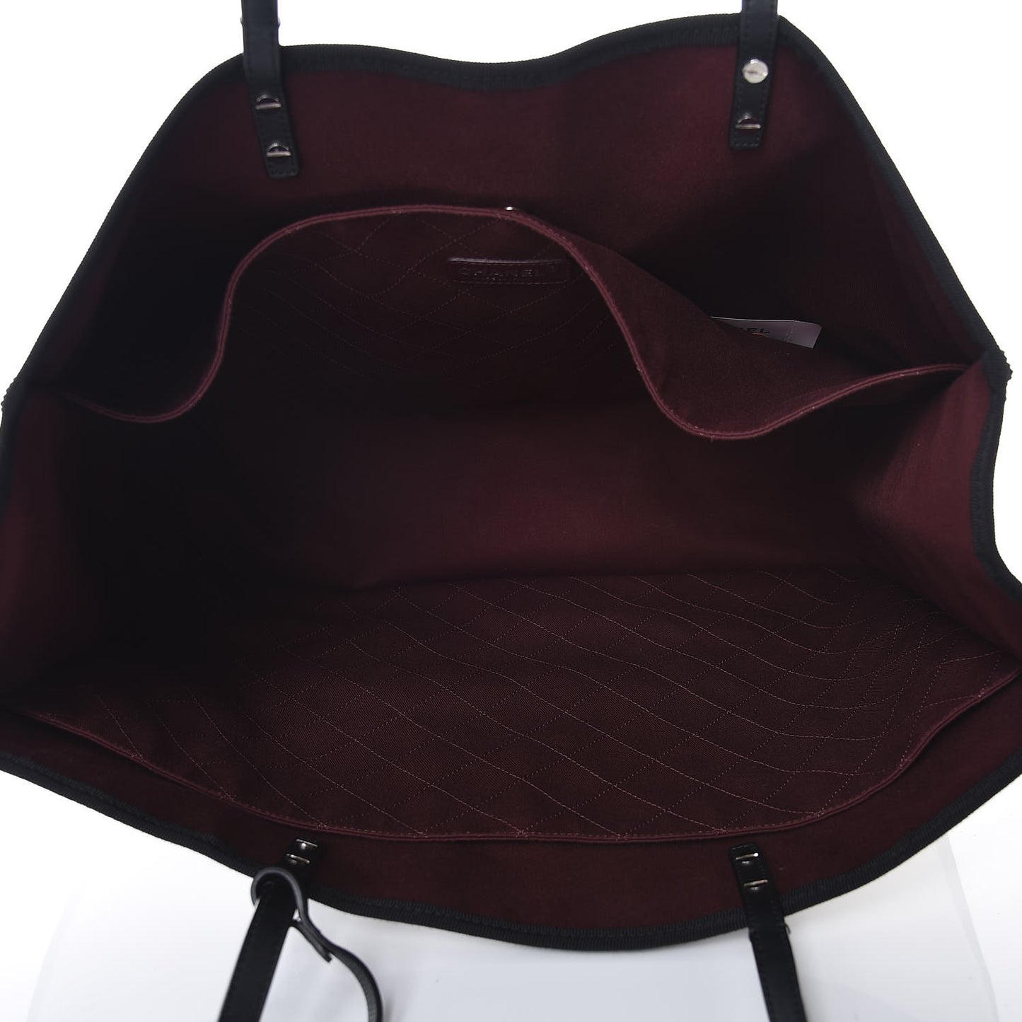 Canvas Calfskin Large Let's Demonstrate Tote White Black