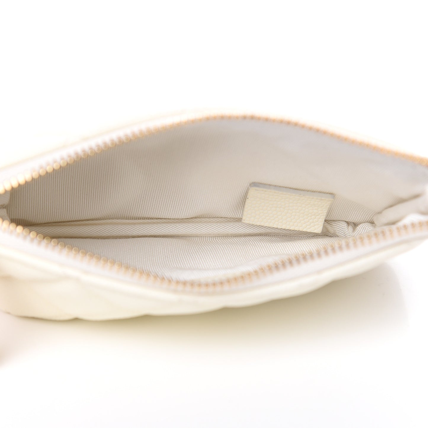 Caviar Quilted Small Cosmetic Case White