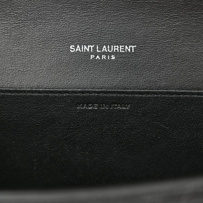 Saint Laurent Calfskin Crocodile Embossed Monogram Uptown Chain Wallet Black 6 of 11