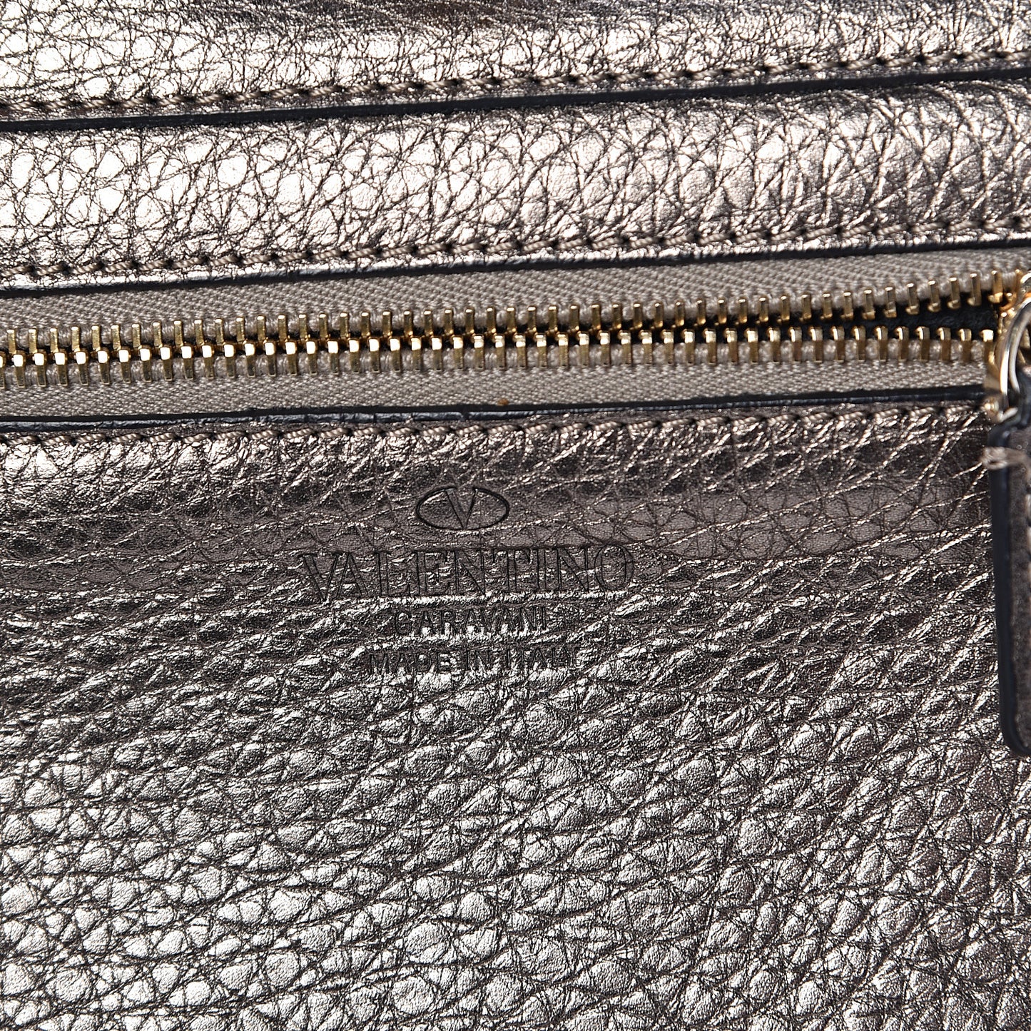 Metallic Alce Printed Calfskin Small Rockstud Tote Sasso