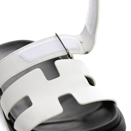 Hermes Calfskin Womens Chypre Sandals 38 White 9 of 14