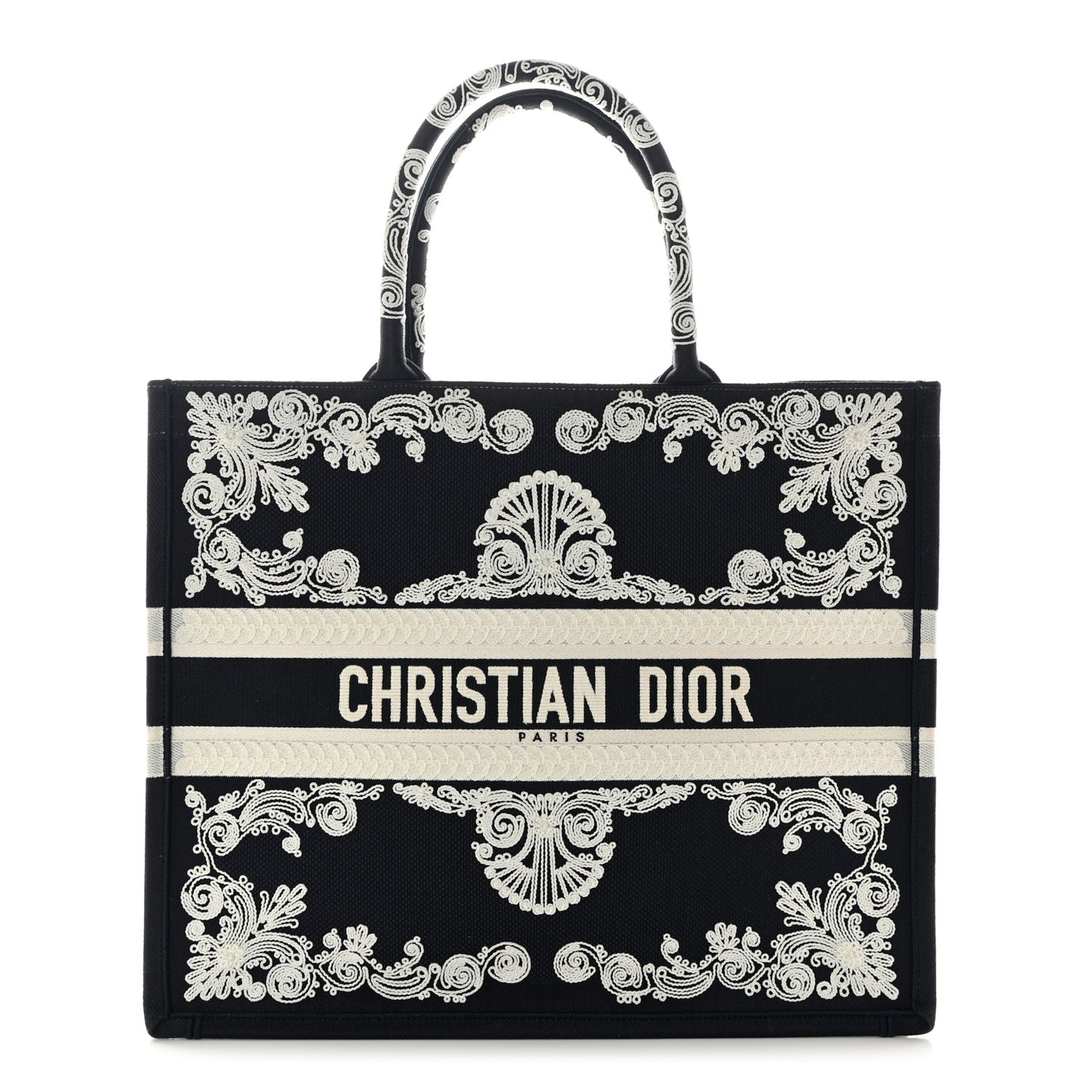 Canvas Embroidered Cornely Book Tote Blue White