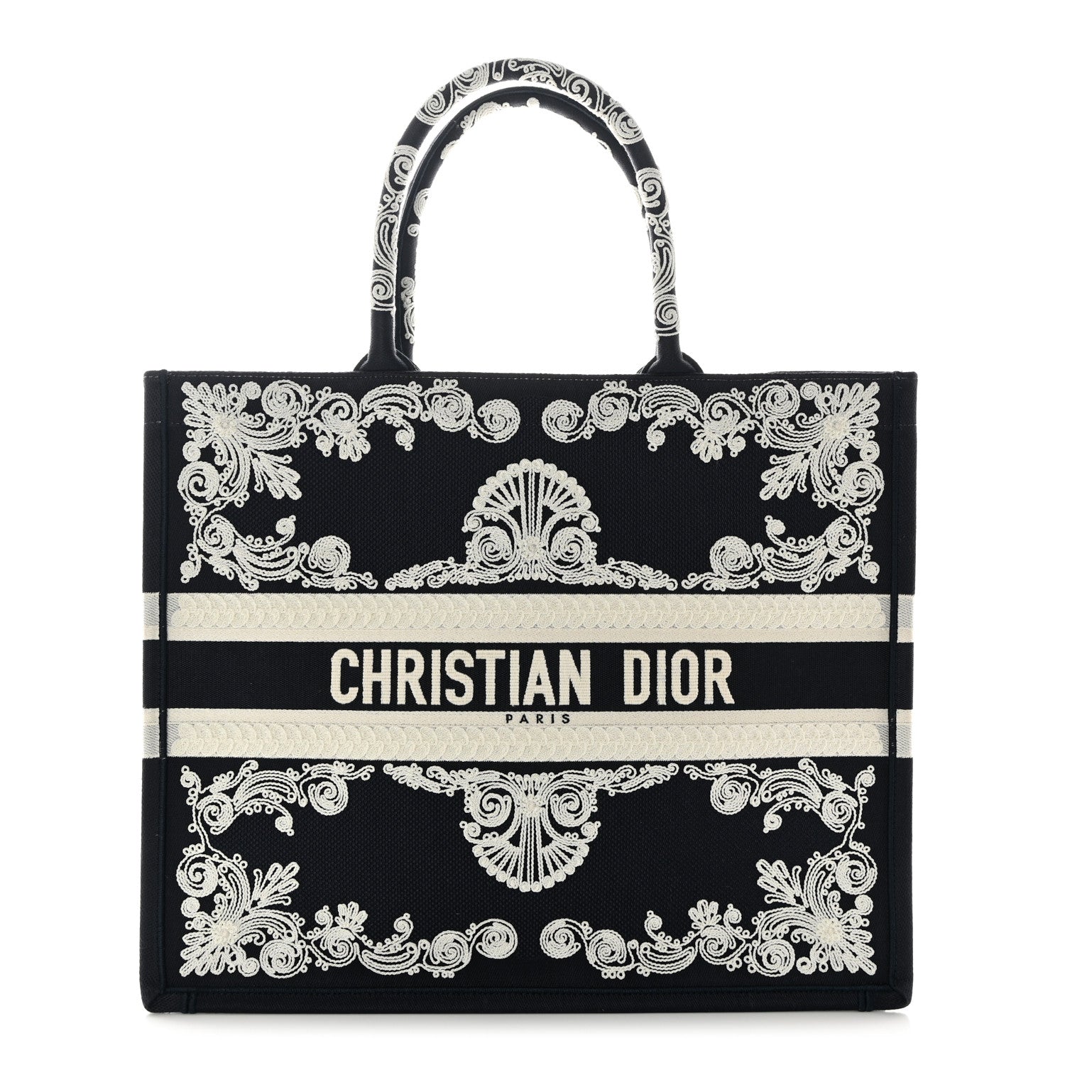Christian Dior Canvas Embroidered Cornely Book Tote Blue White 1 of 11
