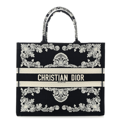 Christian Dior Canvas Embroidered Cornely Book Tote Blue White 1 of 11