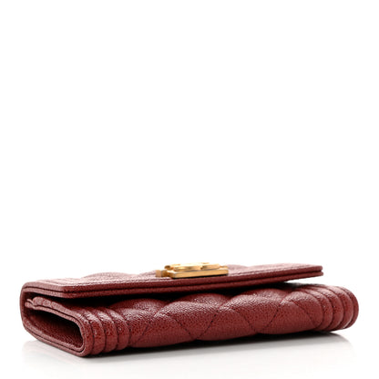Chanel Caviar Quilted Boy Flap Card Holder Wallet Burgundy 4 of 10