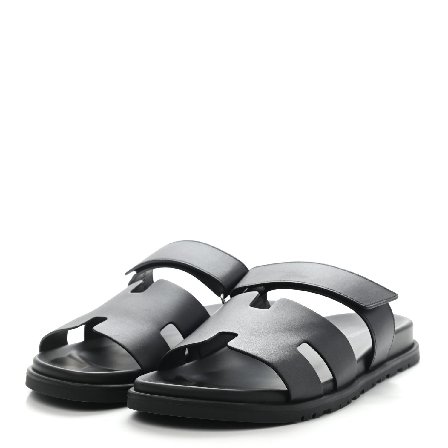 Hermes Calfskin Mens Chypre Sandals 44 Black 3 of 8