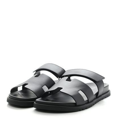 Hermes Calfskin Mens Chypre Sandals 44 Black 3 of 8
