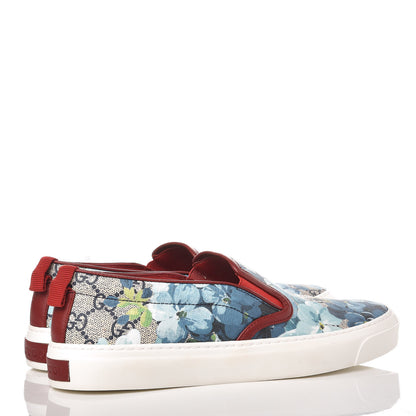 Gucci GG Supreme Monogram Blooms Womens Slip On Sneakers 39 Beige Blue Navy Red 4 of 9