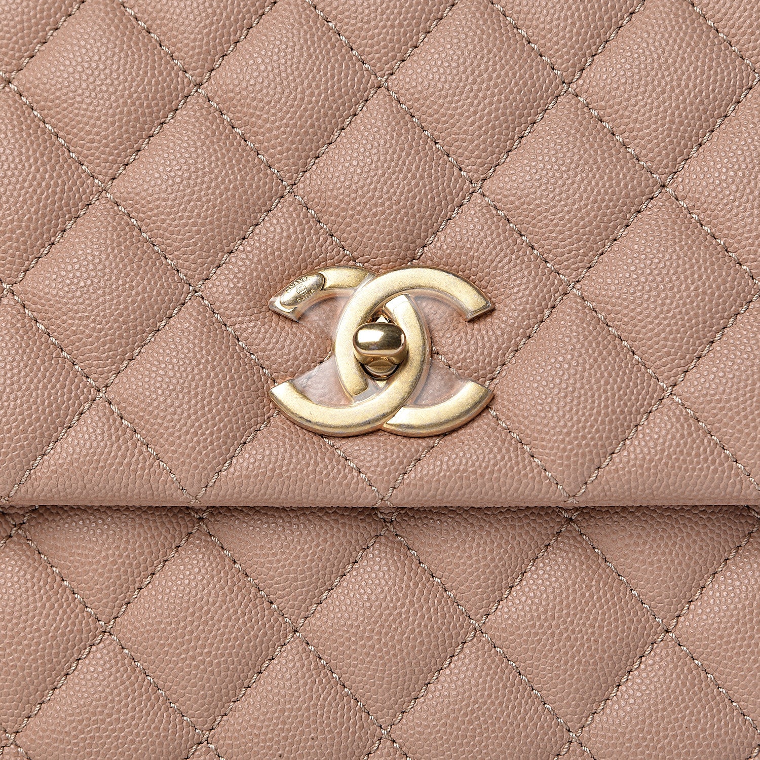 Chanel Caviar Lizard Quilted Medium Coco Handle Flap Light Beige 12 of 12