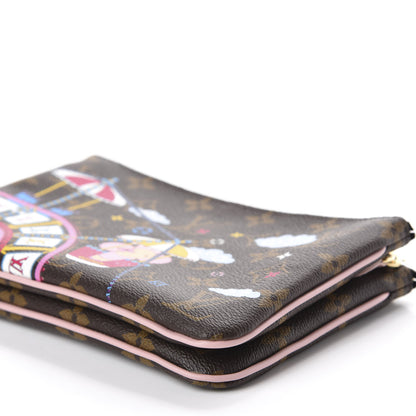 Louis Vuitton Monogram 2020 Christmas Animation Big Wheel Double Zip Pochette Rose Ballerine 7 of 11