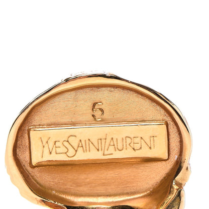 Saint Laurent Glass Cabochon Arty Ovale Ring 5 Gold Opium 4 of 5