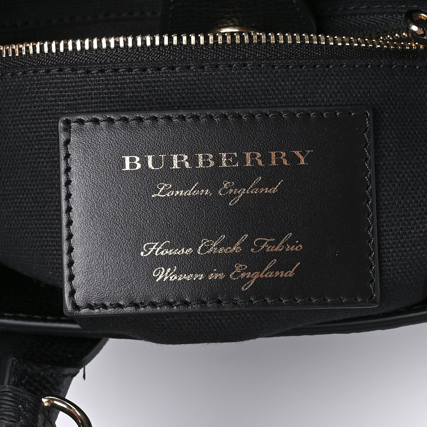 Grainy Calfskin House Check Small Banner Tote Black