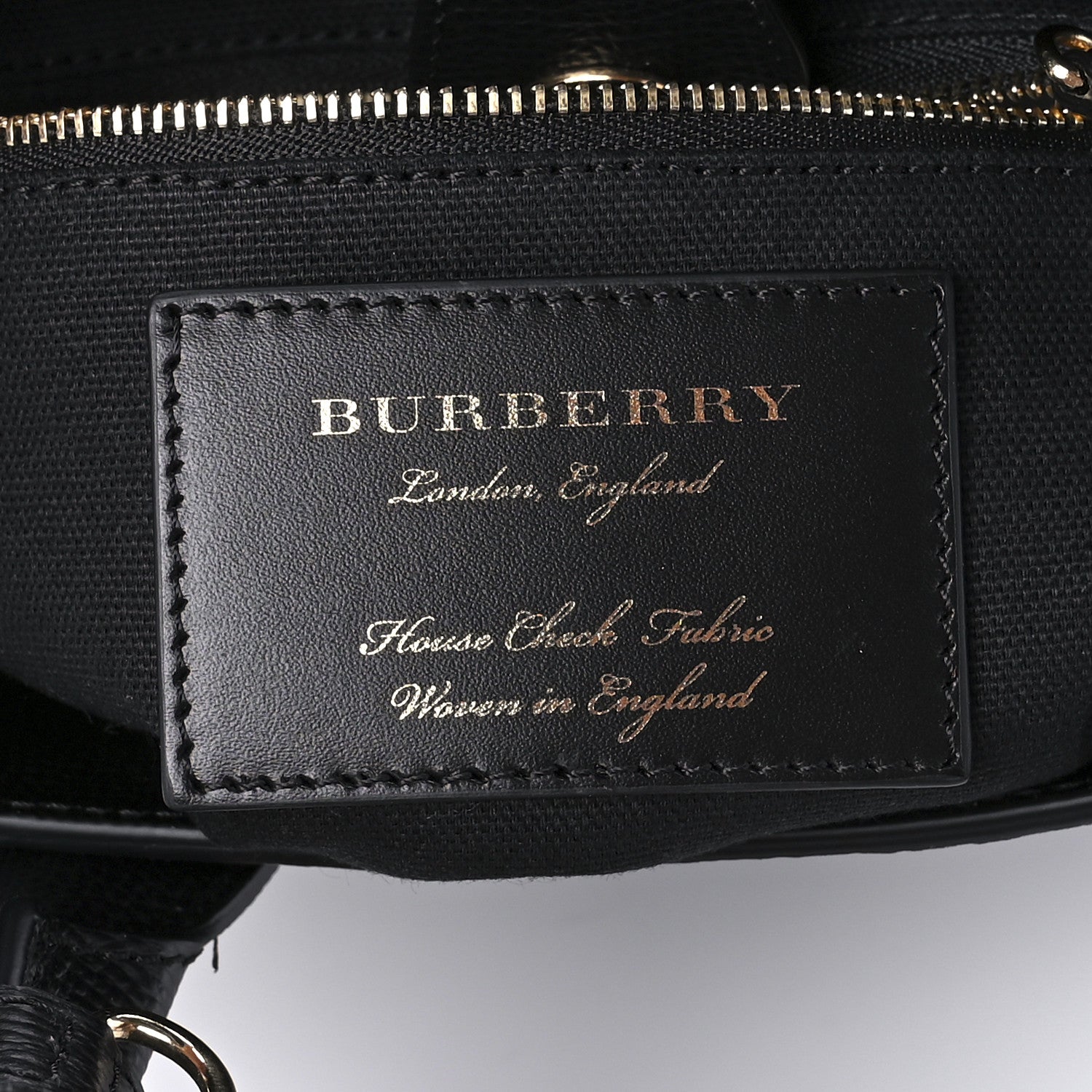 Burberry Grainy Calfskin House Check Small Banner Tote Black 5 of 9