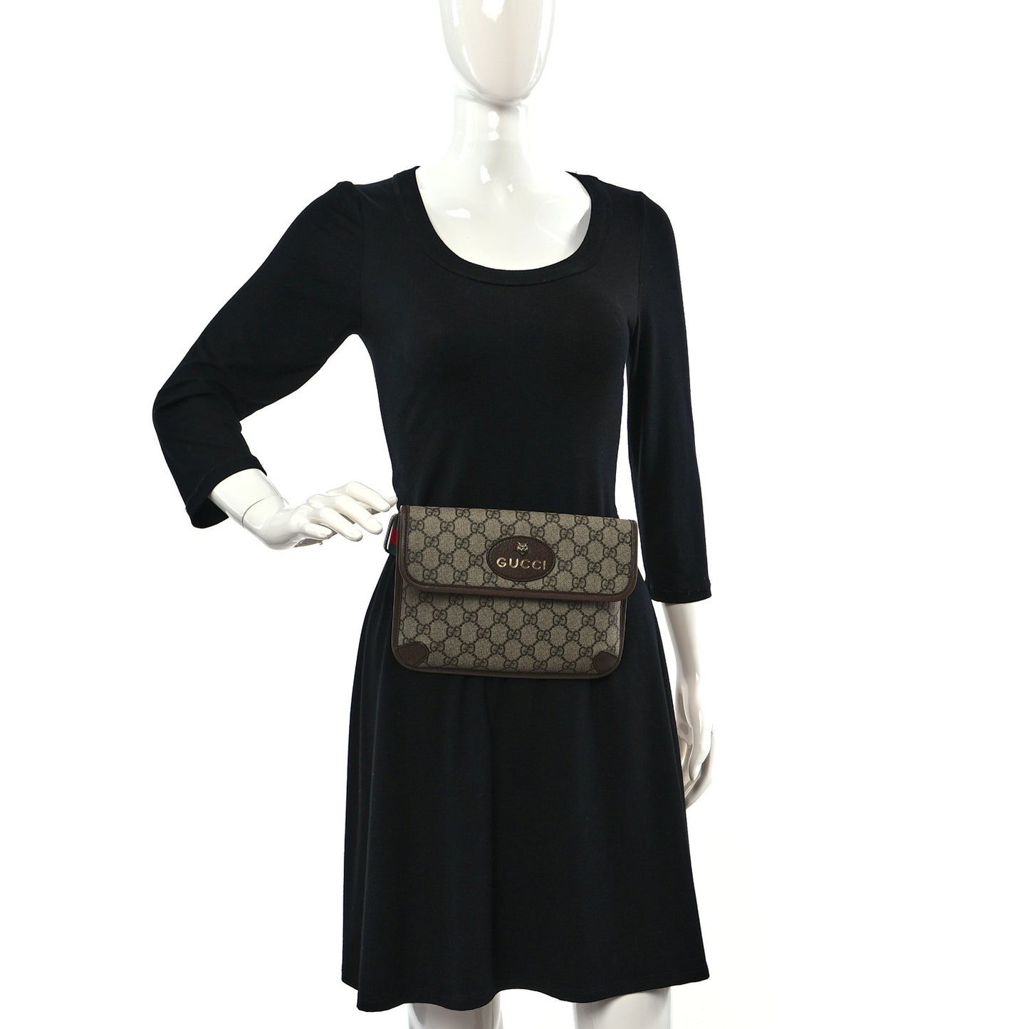 GG Supreme Monogram Neo Vintage Web Belt Bag Brown