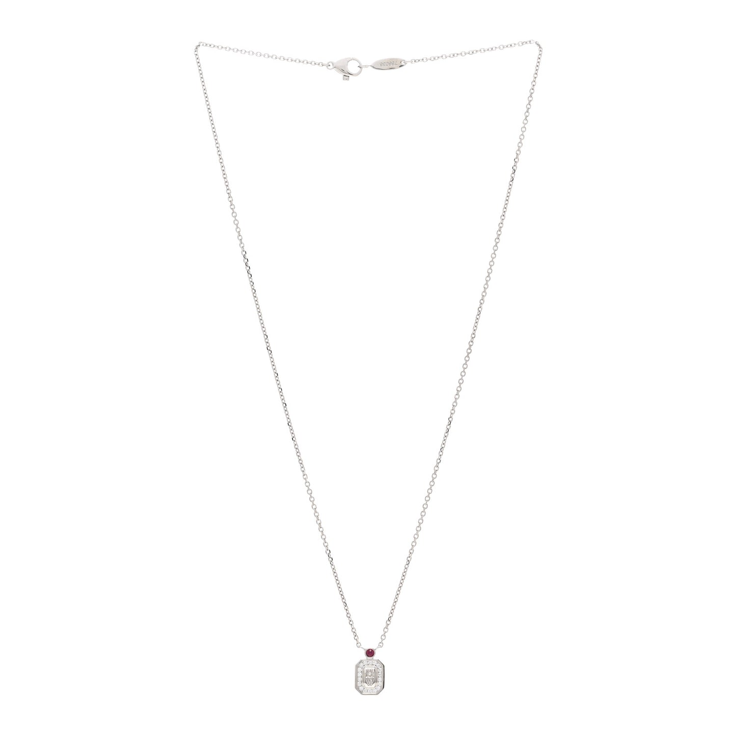 Platinum Diamond Ruby HW Logo Pendant Necklace