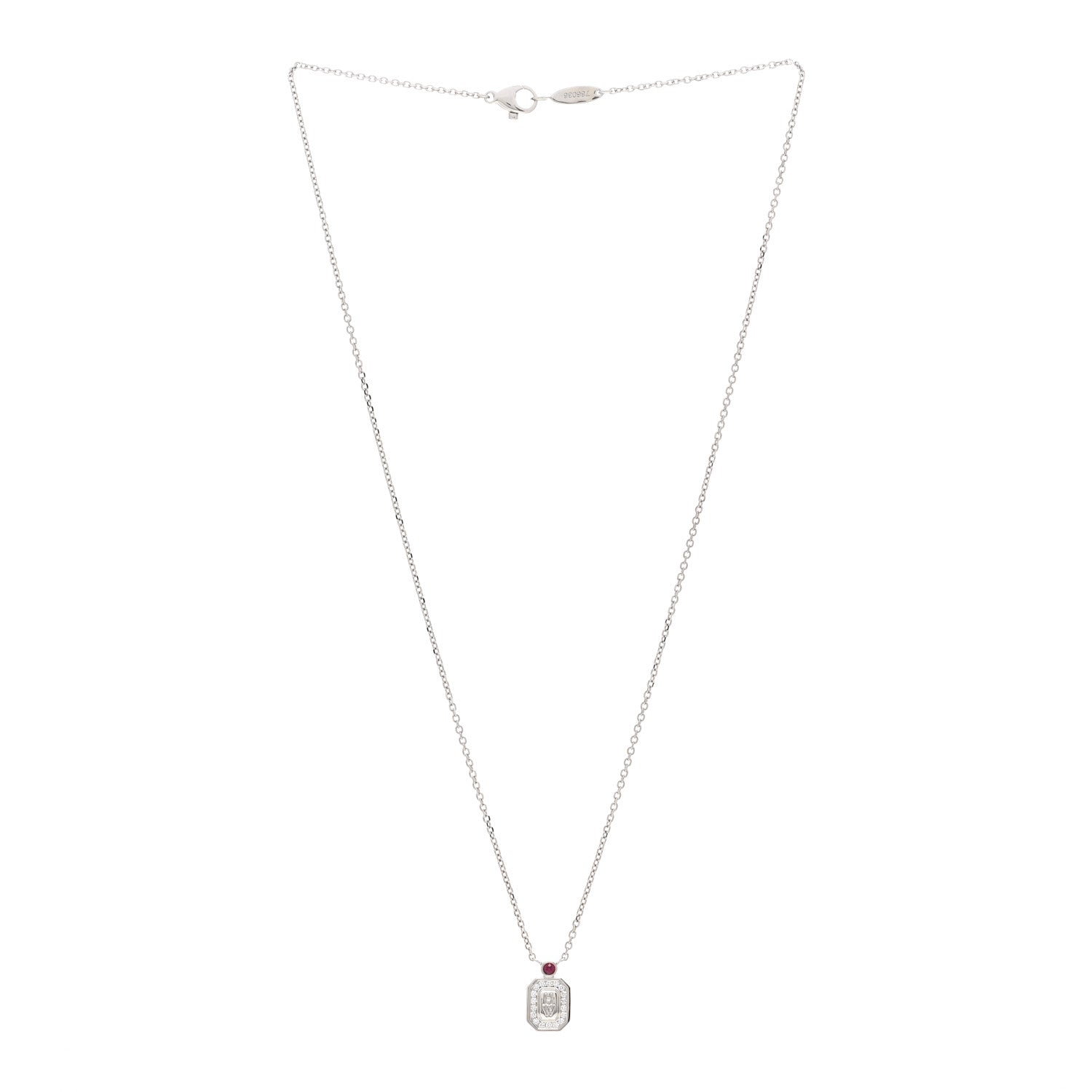 Harry Winston Platinum Diamond Ruby HW Logo Pendant Necklace 3 of 6