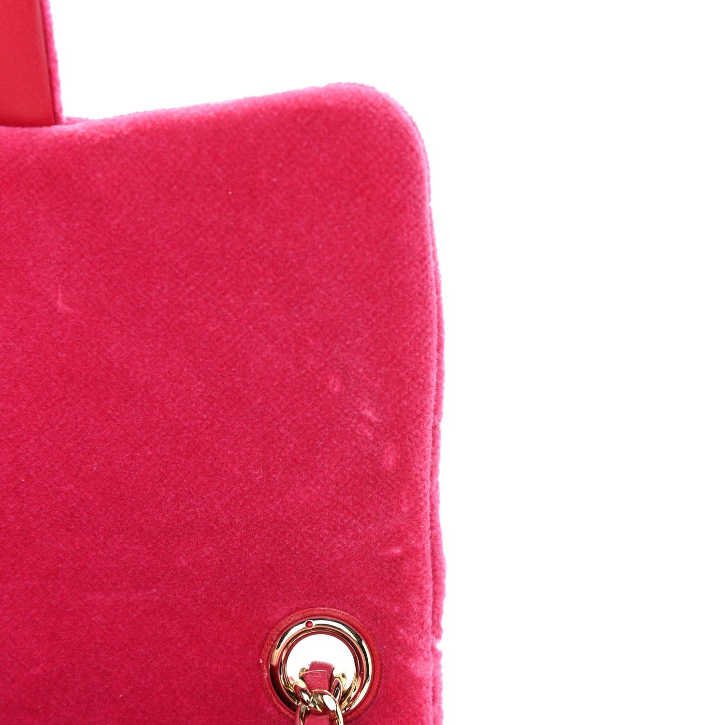 Velvet Quilted Mini Square Pearl Crush Flap Fuchsia