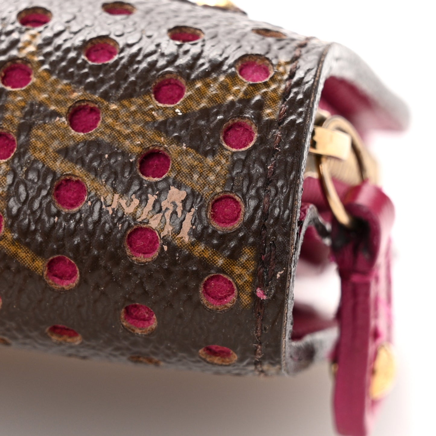 Monogram Perforated Compact Zipped Wallet Fuchsia