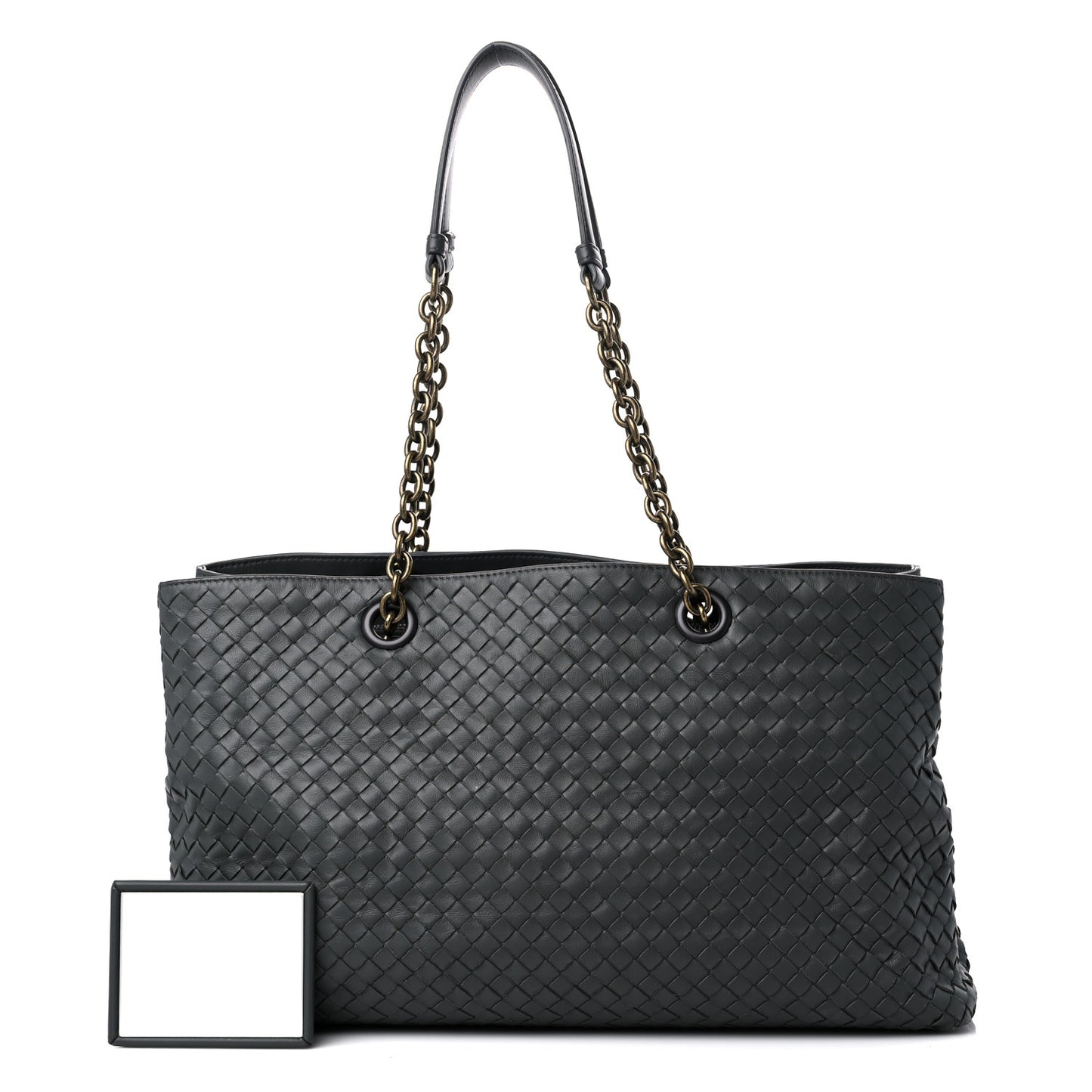 Nappa Intrecciato Large Classic Chain Strap Tote Grey