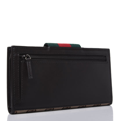 Gucci Monogram Calfskin Ladies Web Continental Wallet Beige Ebony Cocoa 3 of 14