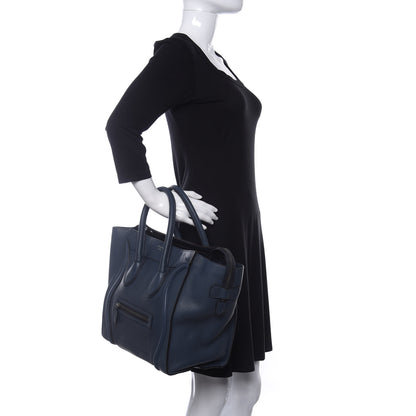 Celine Drummed Calfskin Mini Luggage Slate 2 of 9