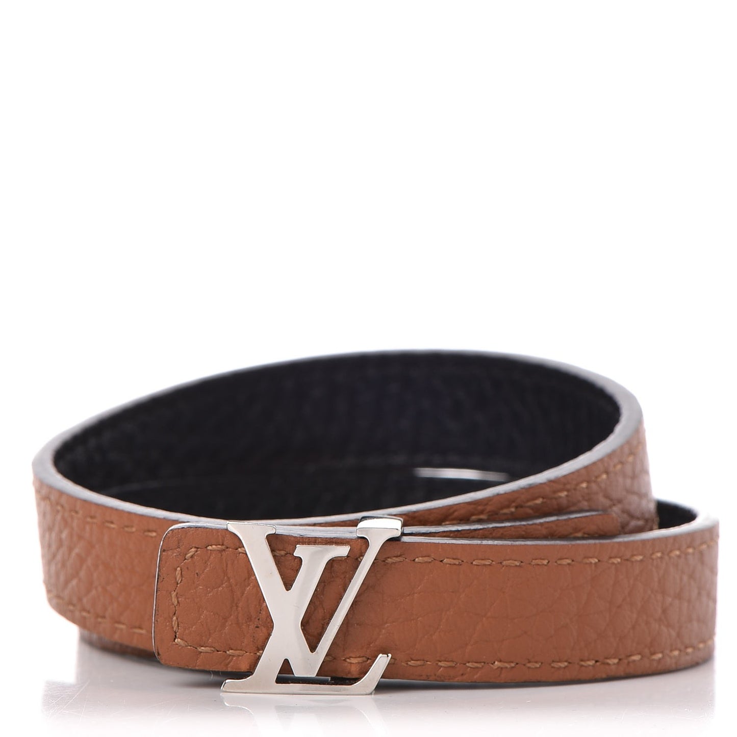 Taurillon LV Initiales Reversible Bracelet Brown Black