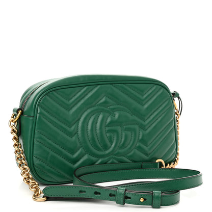 Gucci Calfskin Matelasse Small GG Marmont Chain Shoulder Bag Emerald Green 3 of 11