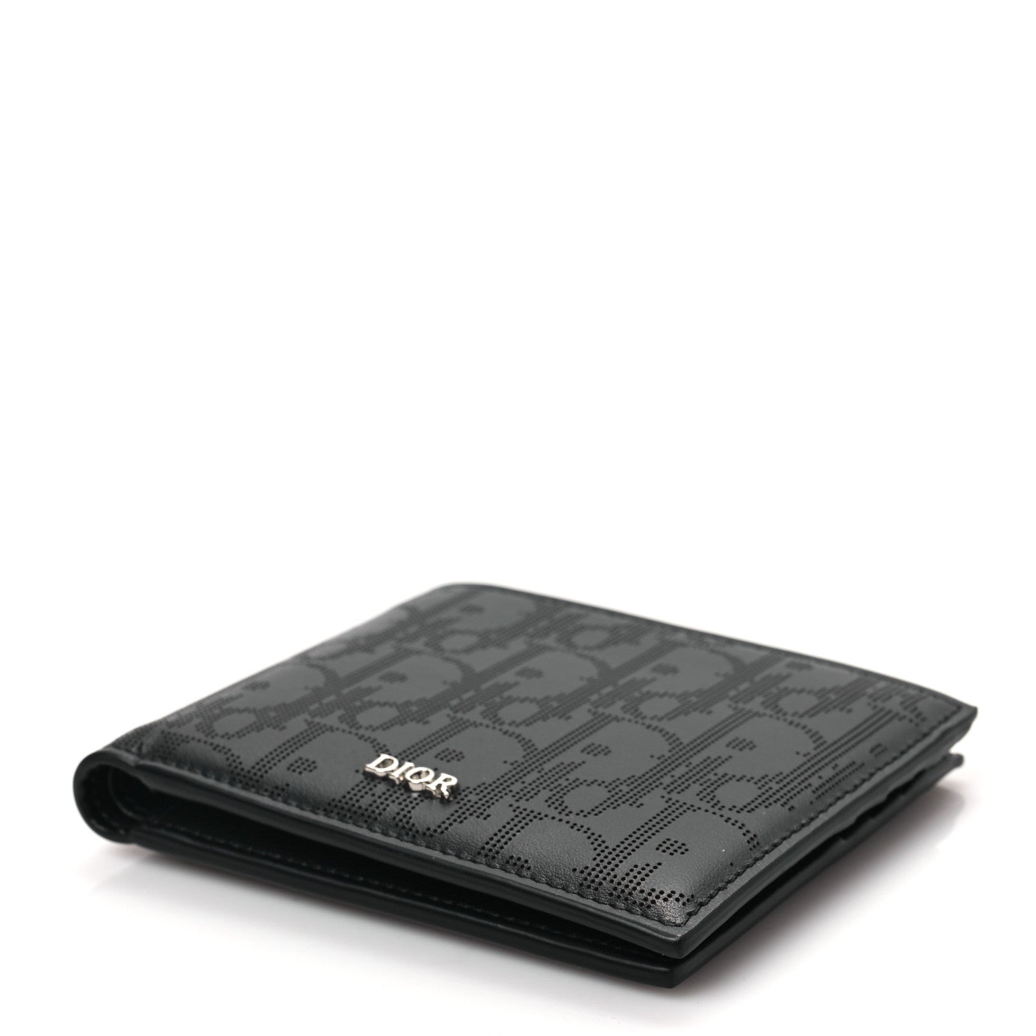 Christian Dior Calfskin Perforated Oblique Bi-Fold Do Galaxy Wallet Black 7 of 7