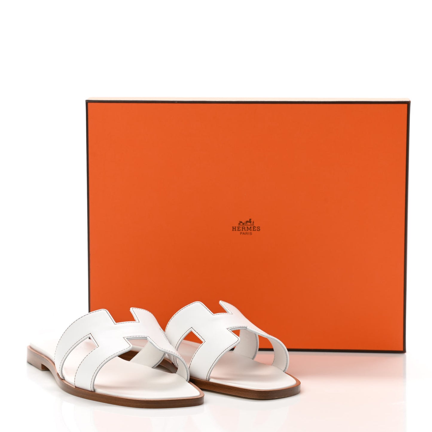 Box Calfskin Oran Sandals 38 White