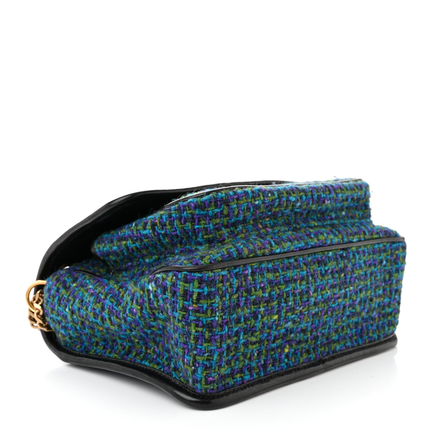 Tweed Calfskin Matelasse Monogram Baby Niki Chain Satchel Blue