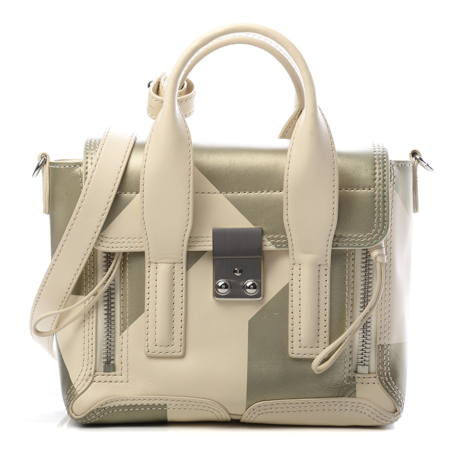 3.1 Phillip Lim 3.1 Calfskin Mini Pashli Trapeze Satchel Powder Champagne 1 of 10