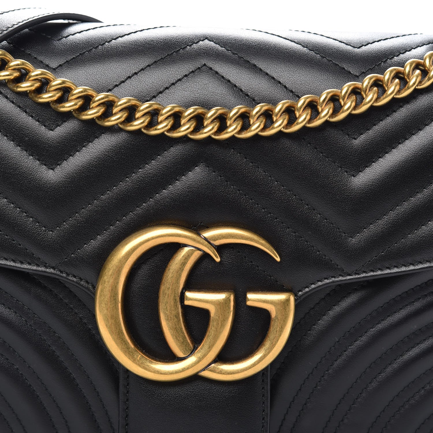 Gucci Calfskin Matelasse Medium GG Marmont Shoulder Bag Black 10 of 11