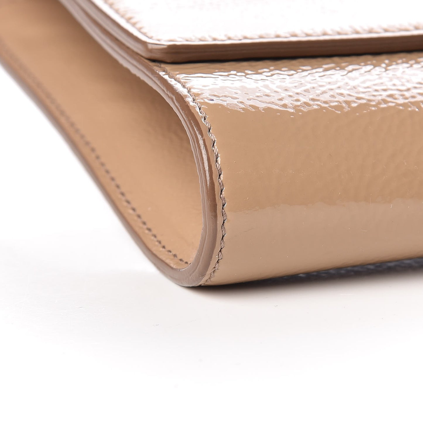 Textured Patent Calfskin Monogram Large Belle De Jour Clutch Beige