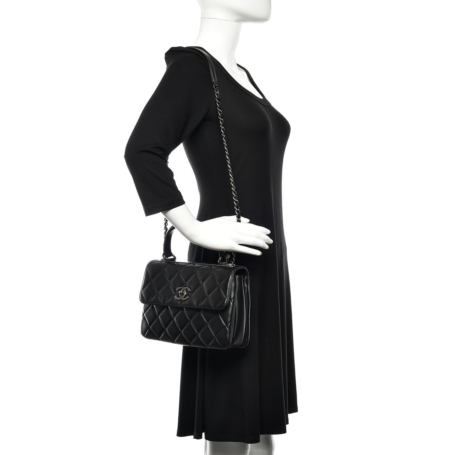Chanel Lambskin Quilted Small Trendy CC Dual Handle Flap Bag Black 2 of 12