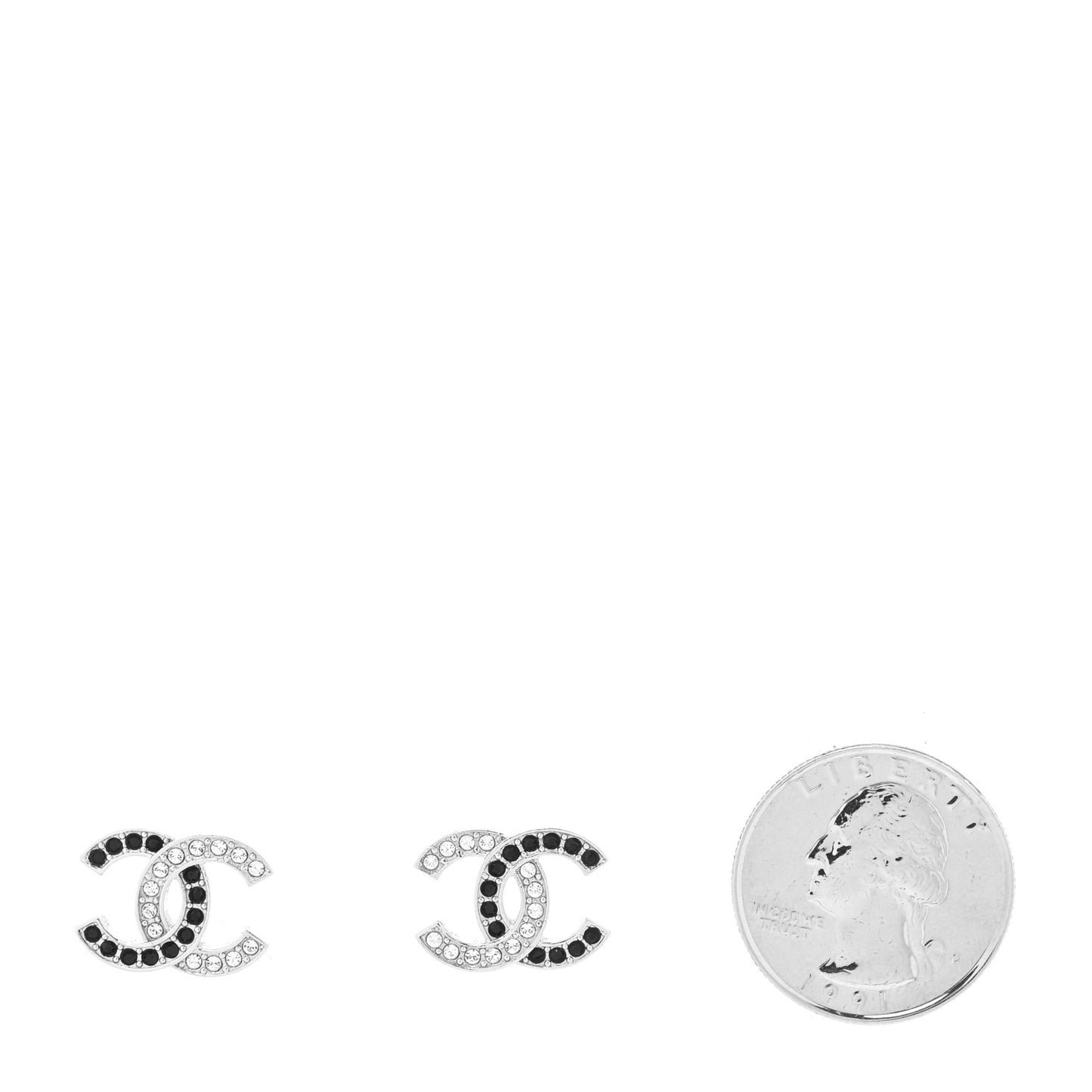 Crystal CC Earrings Silver Black
